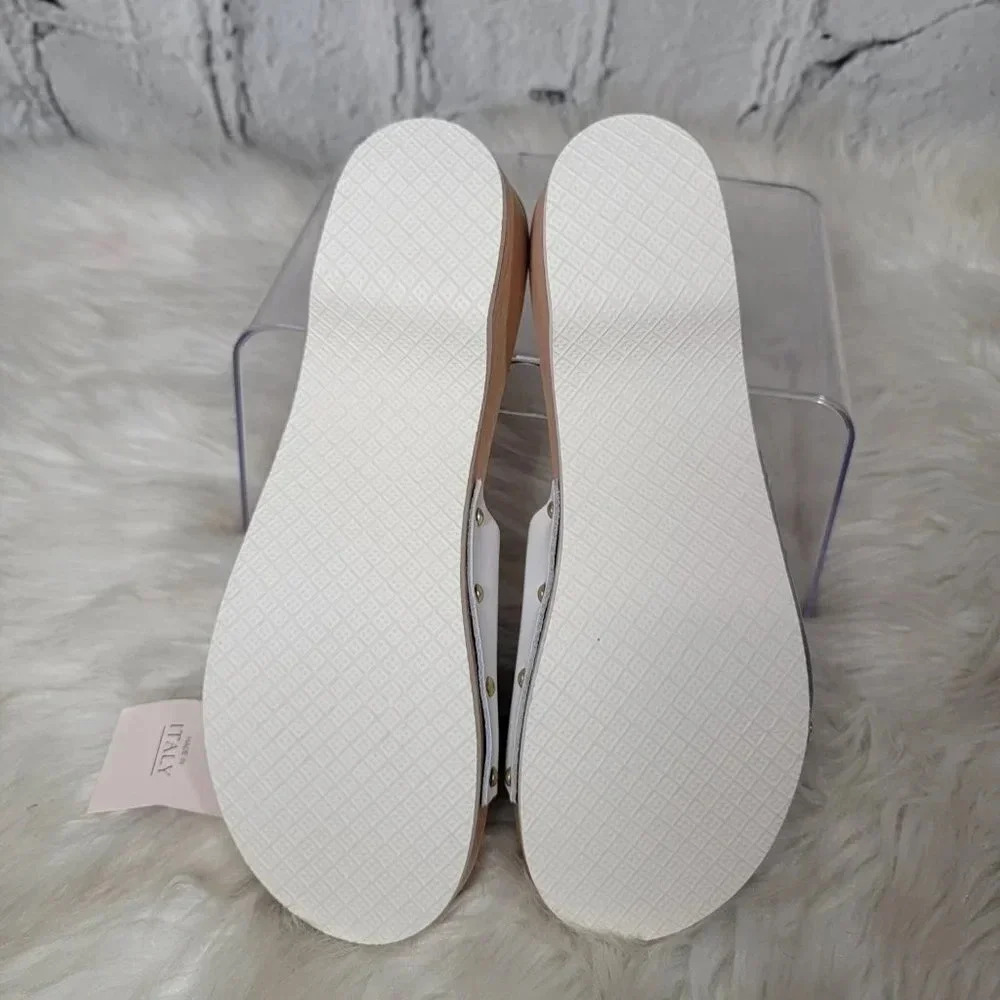 DONNA Toscana Womens White Clog Platform Slide Sandals Neutral Coastal Studded 9 - Picture 8 of 9